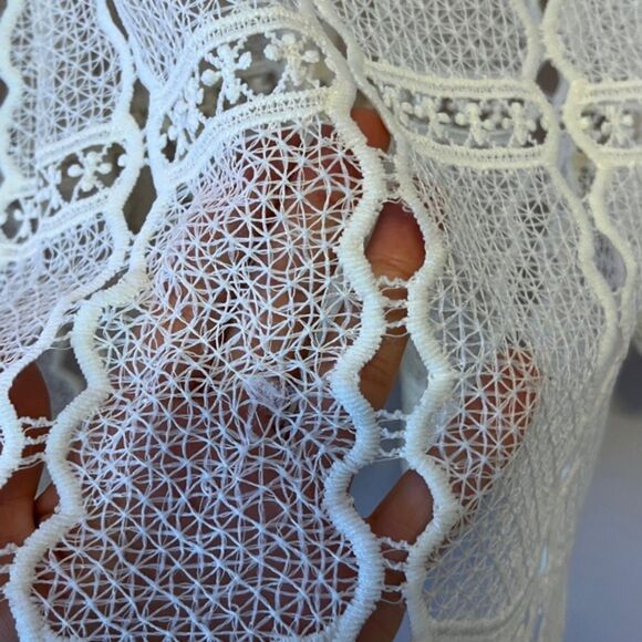 Anthropologie Maeve Auralis Studded Lace Sheer Top Boho Fairy Retro Ivory Small - Picture 7 of 11